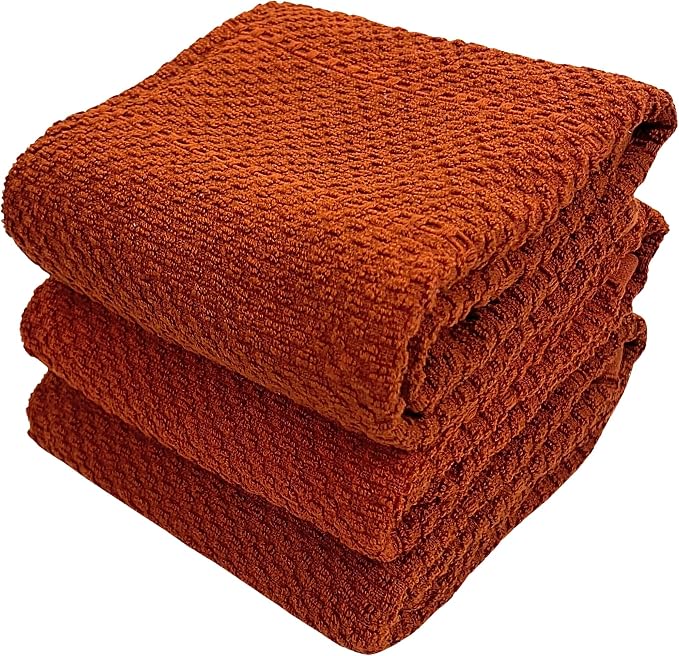 Maroon Rust Cinnamon Kitchen Hand Dish Towels: Oversized 28" x 18", 100% Cotton - Image 6