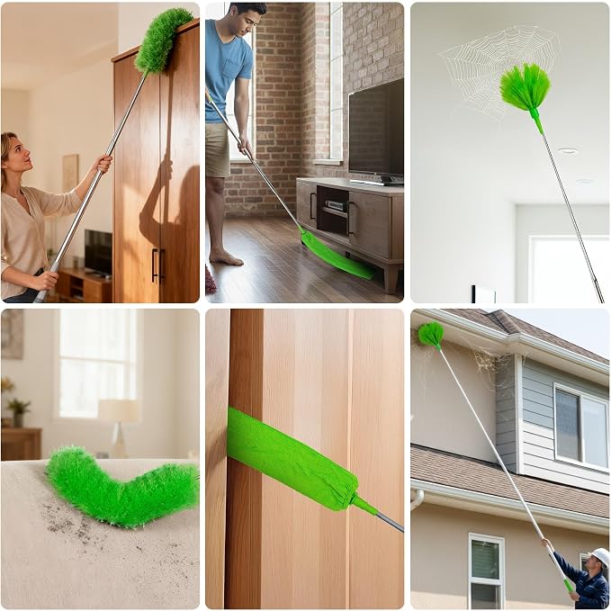 Cobweb Duster with Extension Pole, 3-in-1 Washable Cobweb Duster, Duster with - Image 9