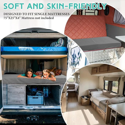 Breling Fitted Sheet (Sheet Only) Compatible with Milliard Trifold Mattress Folding Mattress Fitted Microfiber Bedsheet for Camp Bunk Rvs Bed(Dark Gray,Single,4'')