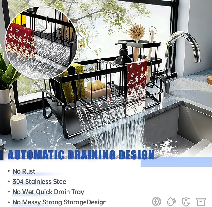 Sponge Holder for Kitchen Sink Caddy，Sink Caddy Organizer - Image 6