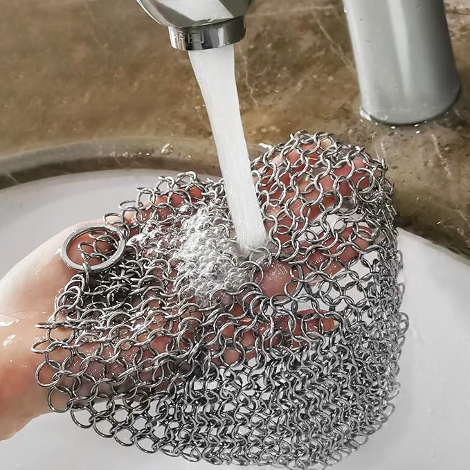 TOPULORS 316 Stainless Steel Cast Iron Skillet Cleaner Scraper Chain Link - Image 2