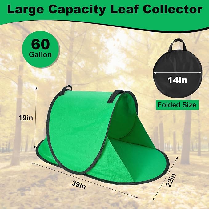 2025 New 60 Gallon Pop-Up Foldable Leaf Collector, Portable LeafBag, 600D - Image 2