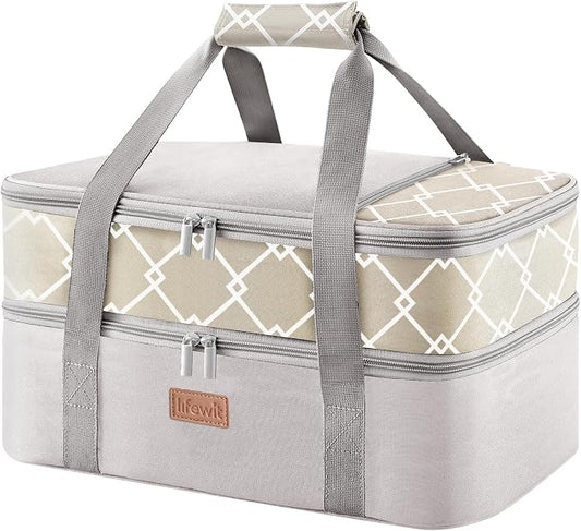 Lifewit Insulated Double Decker Casserole Carrier, Lasagna Lugger Holder by Lifewit
