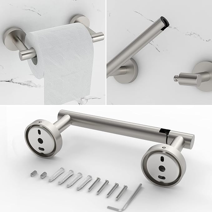 6 PCS Bathroom Hardware Set, Including 16" Hand Towel Bar, Toilet Paper Holder - Image 4