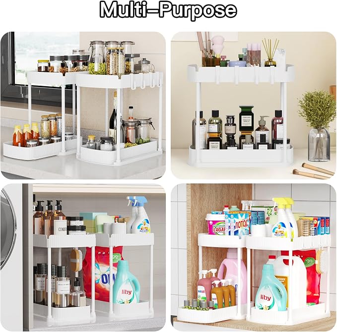2 Pack Multi-Purpose Pull-Out Storage Organizers, Under Sink Organizers and - Image 6