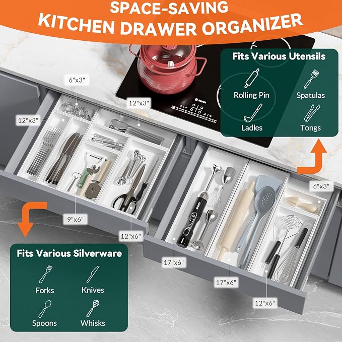 Bamboo Drawer Organizer, Cutlery Silverware Organizer - Image 3