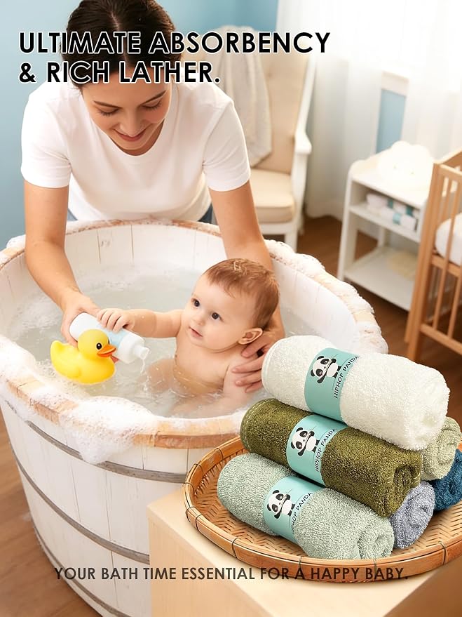 HIPHOP PANDA Baby Washcloths, Rayon Made from Bamboo - Image 4