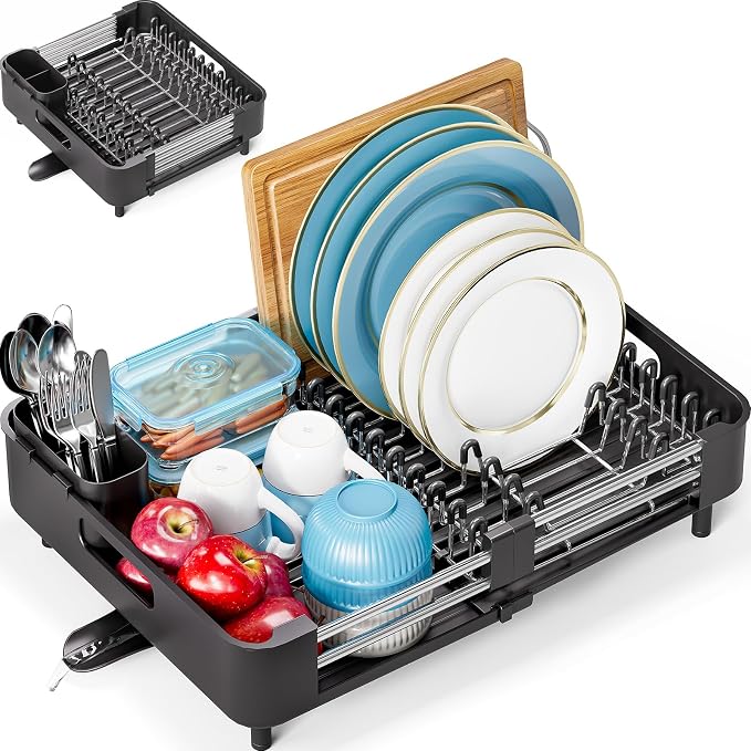 Dish Drying Rack for Kitchen Counter, Extendable Dish Rack - Image 8