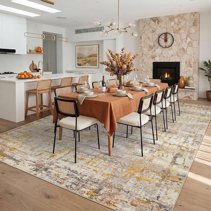 10x14 Extra Large Washable Area Rug, Soft Abstract Vintage Rug - Image 3