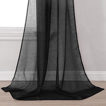 DONREN Jet Black Window Scarf Curtains for Outdoor Decoration - Add Luxury Beautiful Elegant Effect to Curtain Panels (1 Panel, 34 x 216 Inches Long)