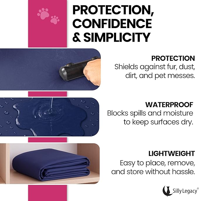 SILLY LEGACY Thin Reversible Waterproof Protective Bed Cover (King Size, 100 x 96 inch), for Pets, Babies; Incontinence, Dirt, Drool