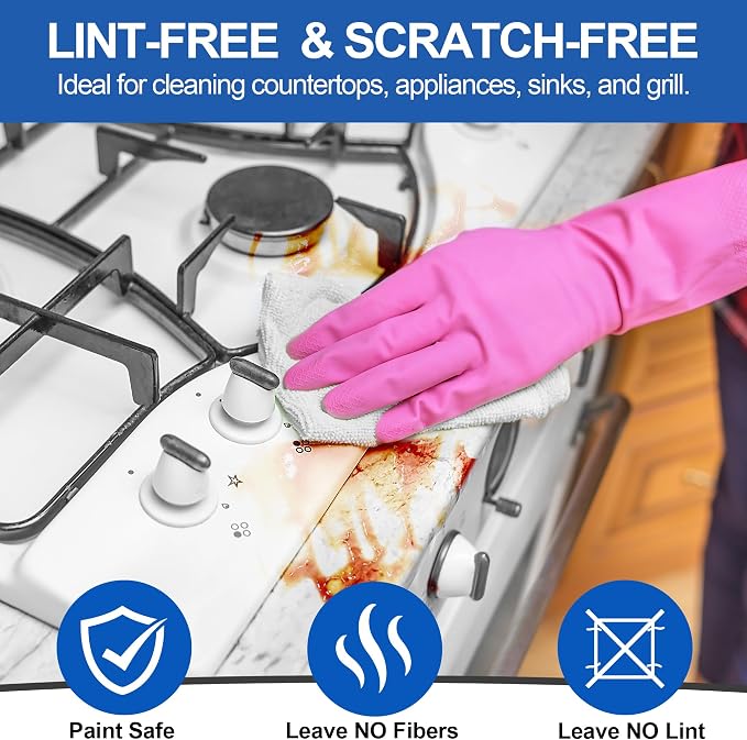 HOMERHYME Microfiber Cleaning Cloth, 12 Pack White Cleaning Rags, Reusable - Image 5