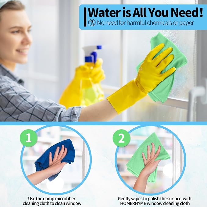 HOMERHYME Microfiber Cleaning Cloth, 12 Pack Window Glasses Cleaning Cloth - Image 5