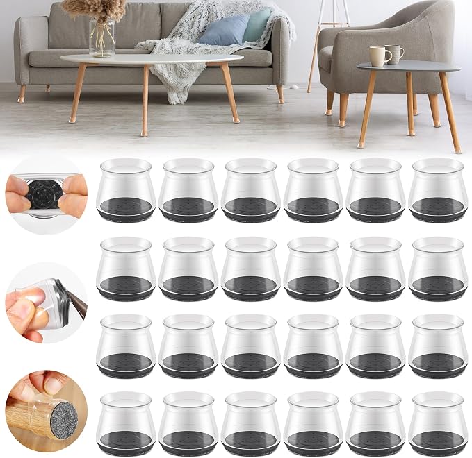 24PCS Upgraded Silicone Chair Leg Floor Protectors by Violibar
