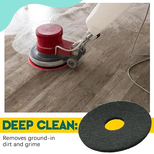 12" Black Scrubbing Pads Commercial Cleaning Orbiter Pads-Maintenance Non Woven - Image 6