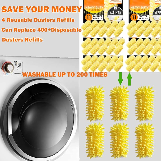 Reusable Duster for Swiffer, 4 Refills +1 Handle, 360 Heavy Duty Duster Refill - Image 4