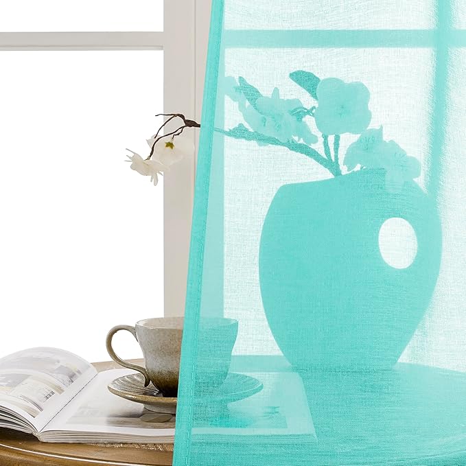 Tollpiz Short Sheer Door Curtains Closet Linen Textured Curtains Sheer Doorway - Image 9