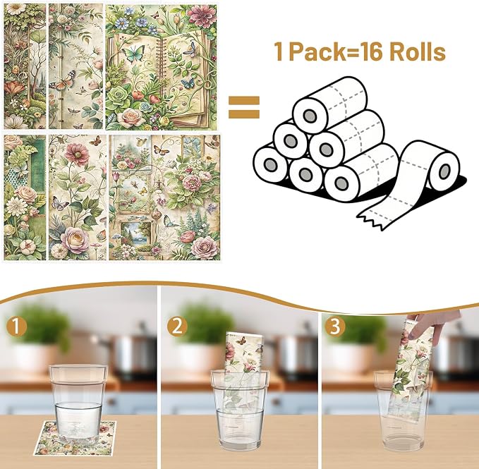 Floral Swedish Dishcloths for Kitchen, 6 Pack Vintage Reusable Dish Paper Hand - Image 3