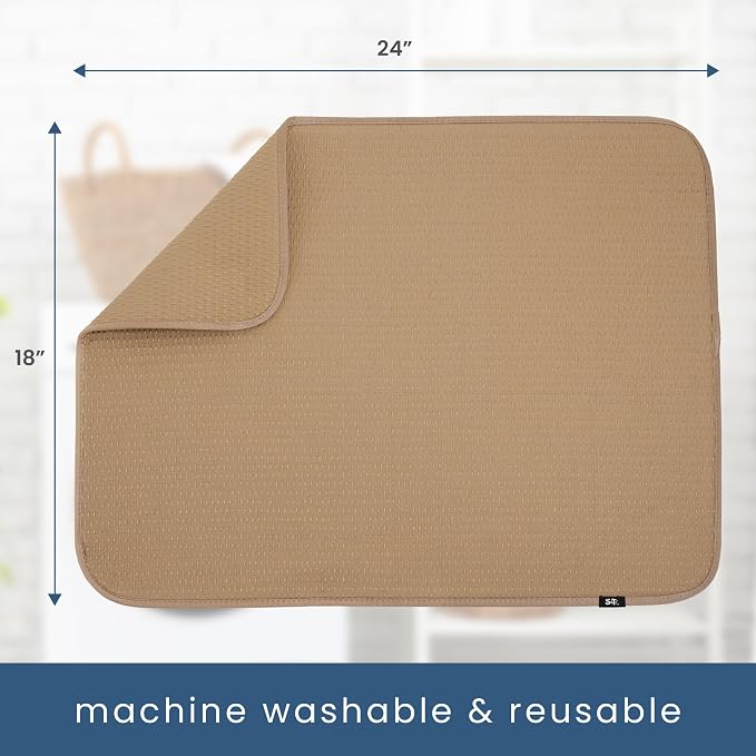 S&T INC. Dish Drying Mat XL, 18” x 24”, Absorbent Microfiber Kitchen Counter Mat - Image 7