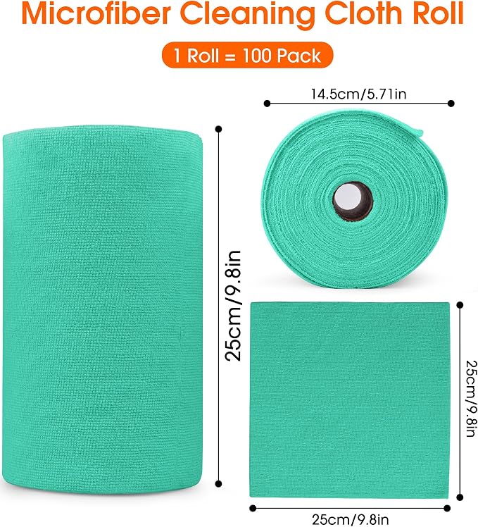 Microfiber Cleaning Cloth Roll–100 Pack, Tear Away Microfiber Towels, - Image 7
