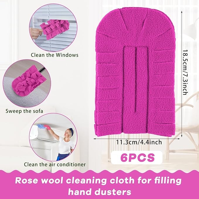 Zubebe 6 Pcs Duster Refill Reusable Fleece Duster Refills Feather Flat Dusters - Image 2