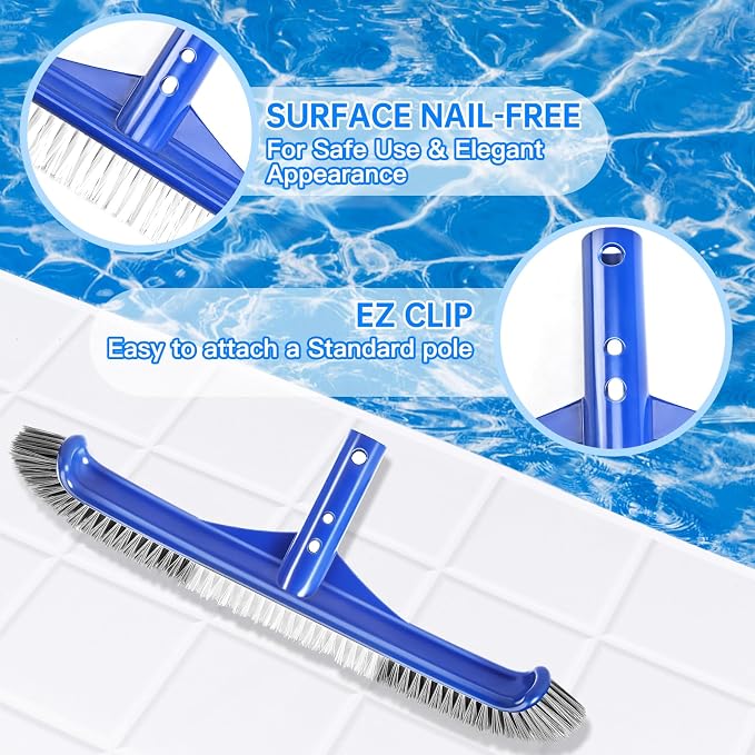 Pool Brush Head, Curved Ends High-Efficiency Pool Scrub Brush, Premium Nylon - Image 3