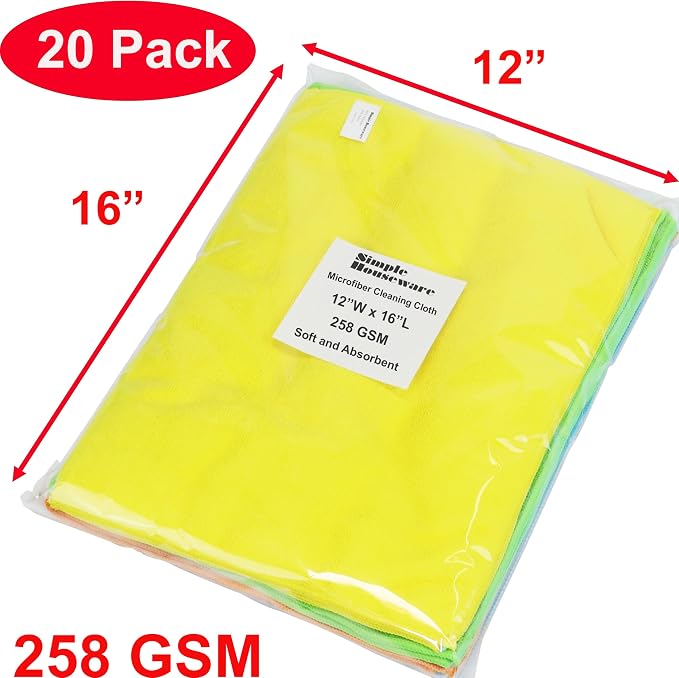 Simple Houseware Microfiber Cleaning Cloth 20 Pack, 4 Colors - Image 2