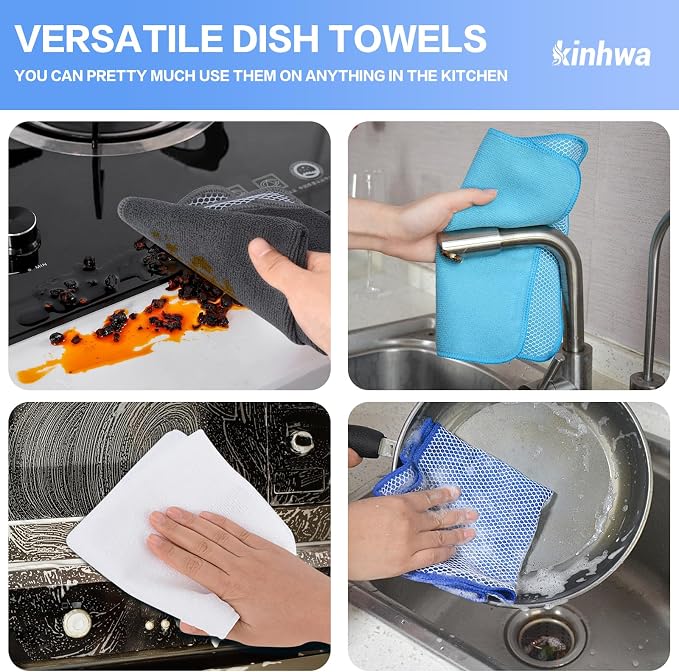 KinHwa Kitchen Washcloths for Dishes Absorbent Microfiber Dish Cloths Quick Dry - Image 7