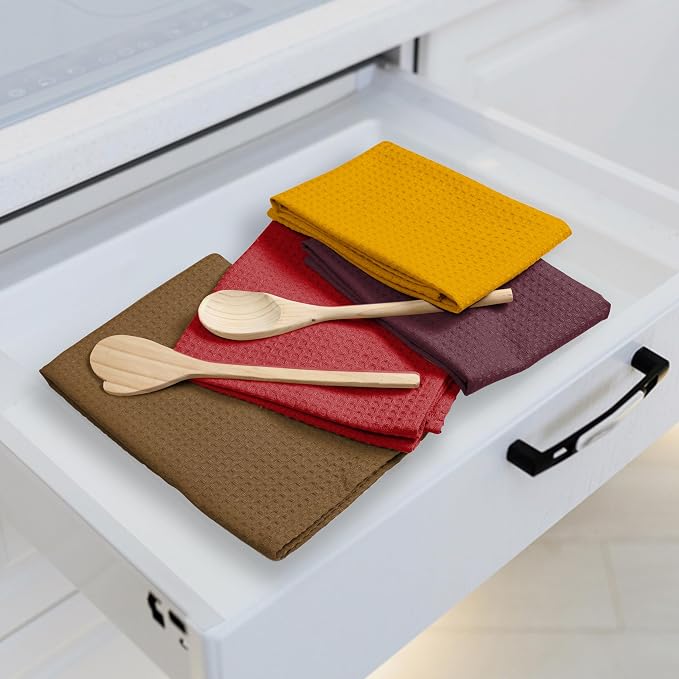 Multicolor Waffle Kitchen Towels, Quick Drying, 100% Cotton, Drying Dishes - Image 2