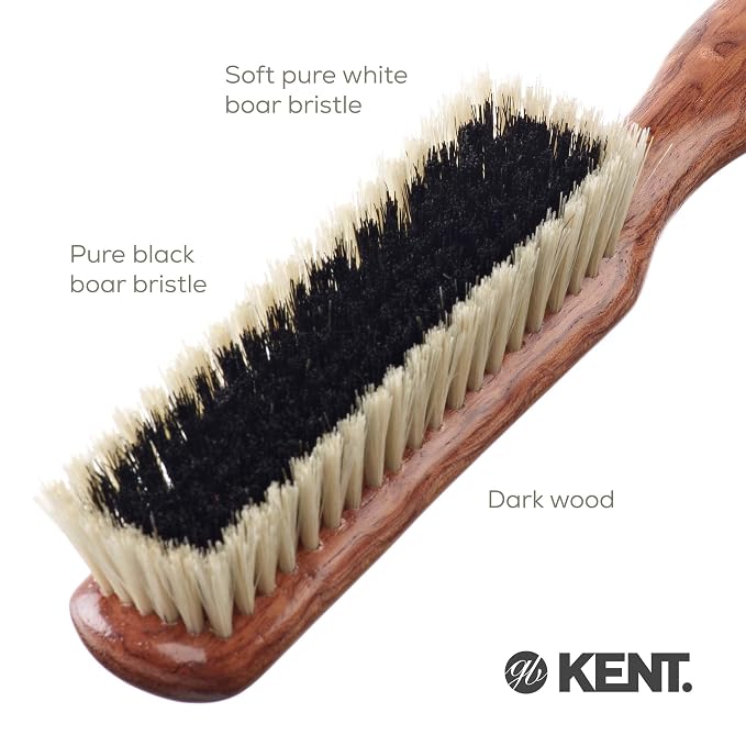 Kent CP6 Clothes Brush. 100% Natural Black & White Boar Bristle Lint Remover - Image 4