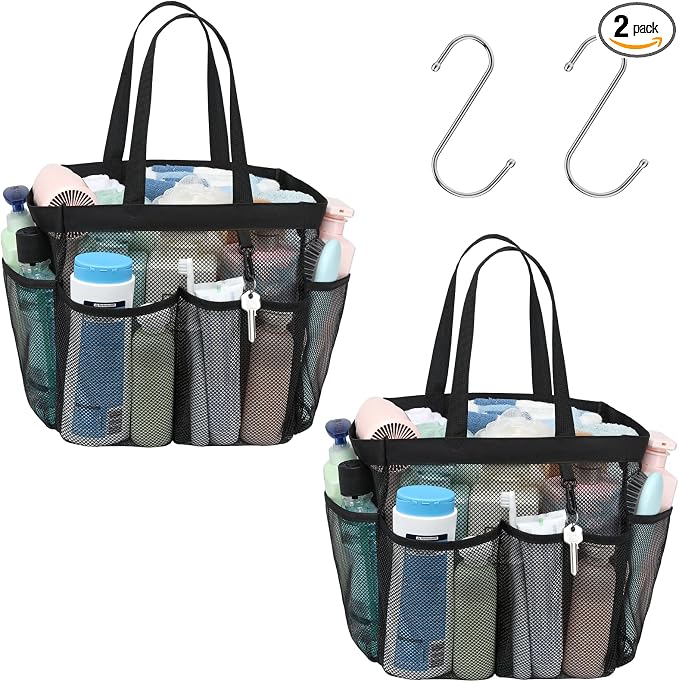 F-color Mesh Shower Caddy Portable, X Large 7 Deeper Pockets Shower Bag Basket by F-color