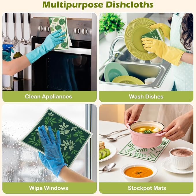 6 Packs Swedish Paper Cloths for Kitchen, Reusable Paper Towels Washable Dish - Image 7