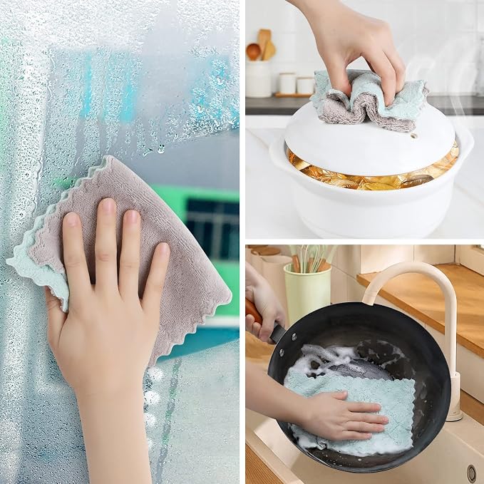 20Pcs Kitchen Cloth, Dish Towels, Super Absorbent Coral Fleece Dishtowels - Image 4