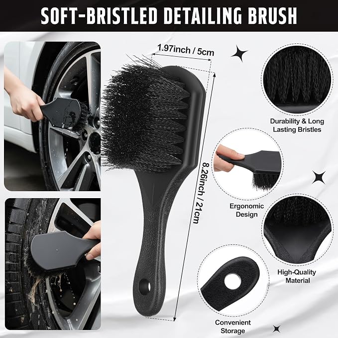 12 Pcs Car Wheel & Tire Brushes Kit, Tire Brush, Soft-bristled Rim Brush - Image 5
