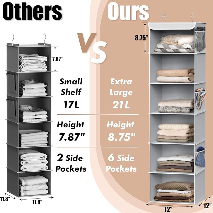 Simple Houseware 6 Shelf Hanging Closet Organizer - Image 4
