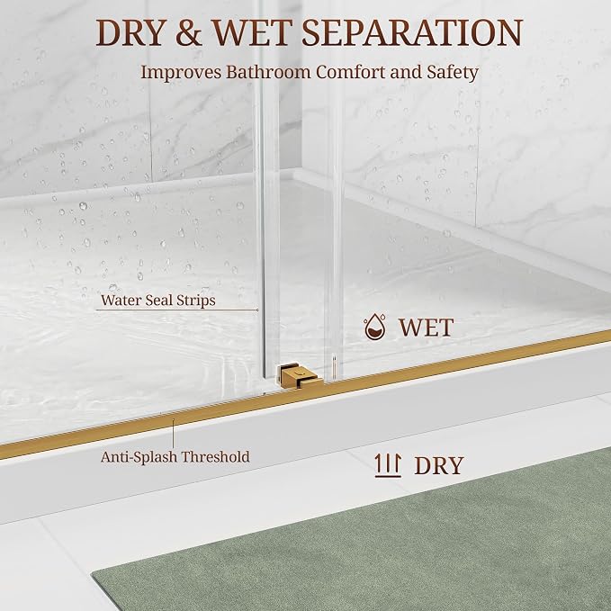 68-73" W x 80" H Frameless Shower Door, Double Sliding Glass Shower Door - Image 6