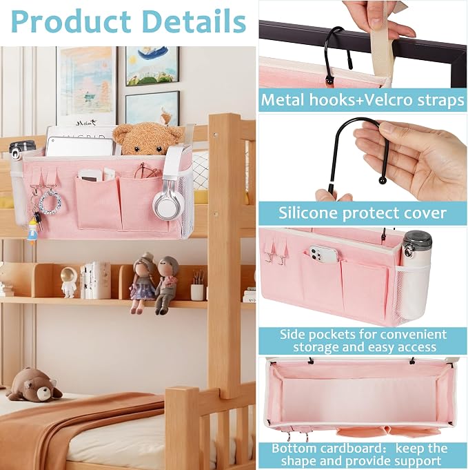 Loghot Bedside Caddy/Bedside Storage Bag Hanging Organizer - Image 4