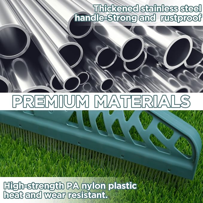 Artificial Turf Rake with Adjustable Steel Handle from 32 to 61 Inch, Durable - Image 7