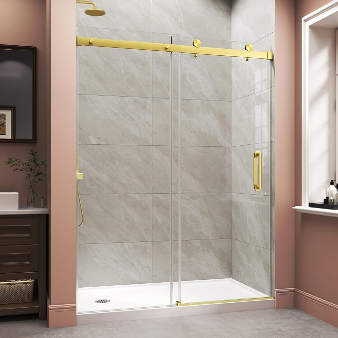 Frameless Shower Door, Single Sliding Glass Shower Door by LMLMD