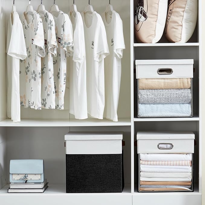 Fabric Storage Cubes with Clear Windows and Lids, Decorative Storage Boxes - Image 5