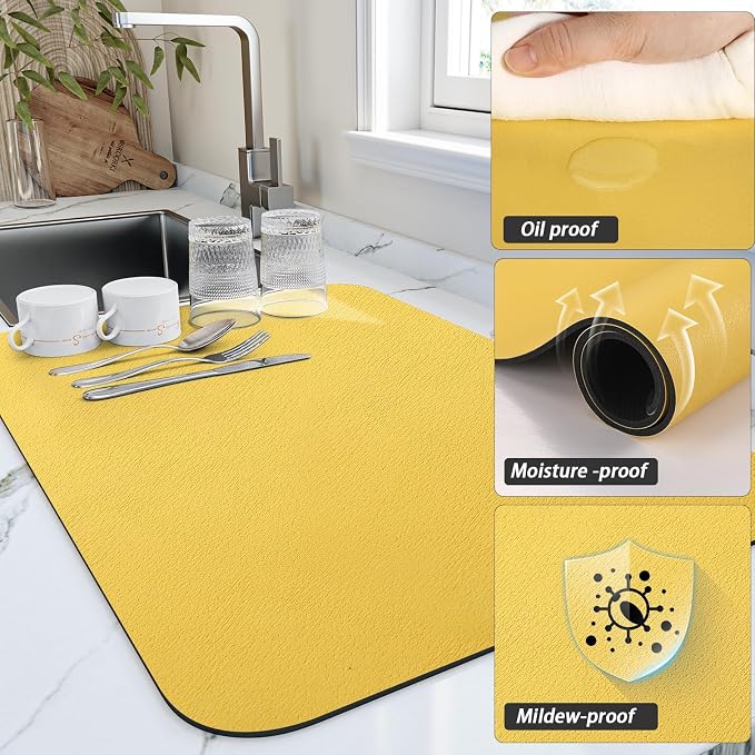 Dish Drying Mat for Kitchen Counter, Heat Resistant Drainer Mats - Image 3