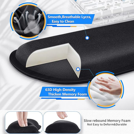 Gimars 3Pcs Memory Foam Keyboard Wrist Rest, Mouse Pad Wrist Support - Image 2