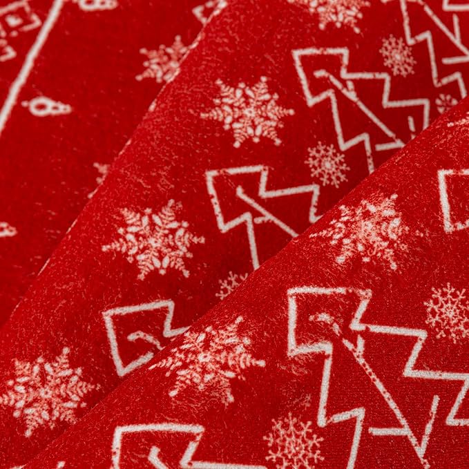 Christmas Area Rug 5x7 Red Washable Kitchen Carpet Xmas Snowflake Holiday Decor - Image 7