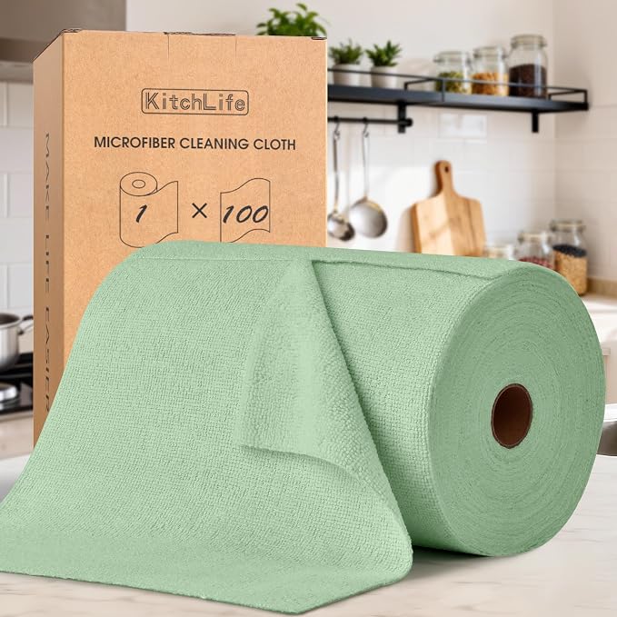 KitchLife Microfiber Cleaning Cloth Roll, 100 Pack by OverDoorHooksKitchenSupplies