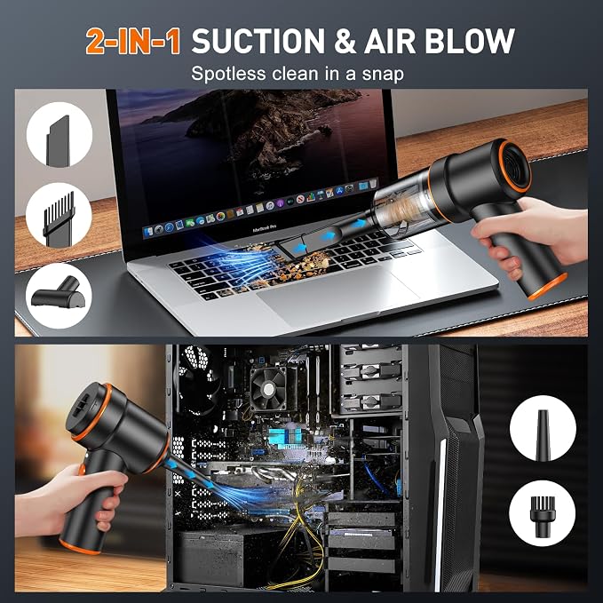 KMM Handheld Car Vacuum Cleaner, 9000PA Vacuum Cleaner & Air Duster, 120W High - Image 3