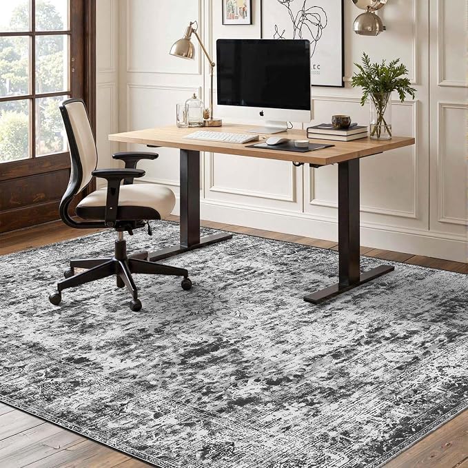 4x6 Area Rugs for Living Room, Dark Grey Rugs, Small Washable Non Slip Entry - Image 3