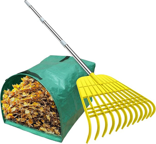 Gardzen 12 Tines Gardening Leaf Rake, Lightweight Steel Handle, Detachable by Gardzen