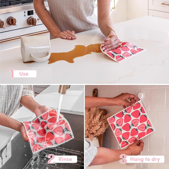 Papaya Reusable Paper Towels, Premium Swedish Dishcloths - Image 4