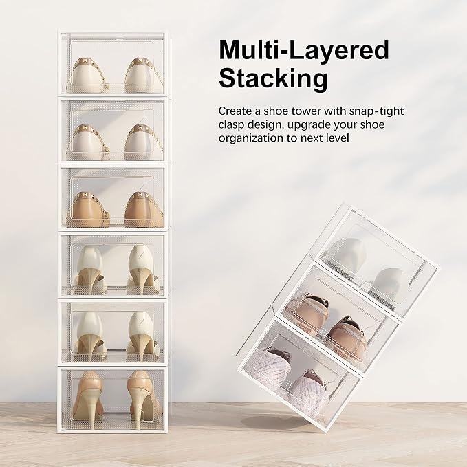 SEE SPRING X-Large Shoe Storage Box Fit Size 11, Space Saving Foldable Shoe - Image 4