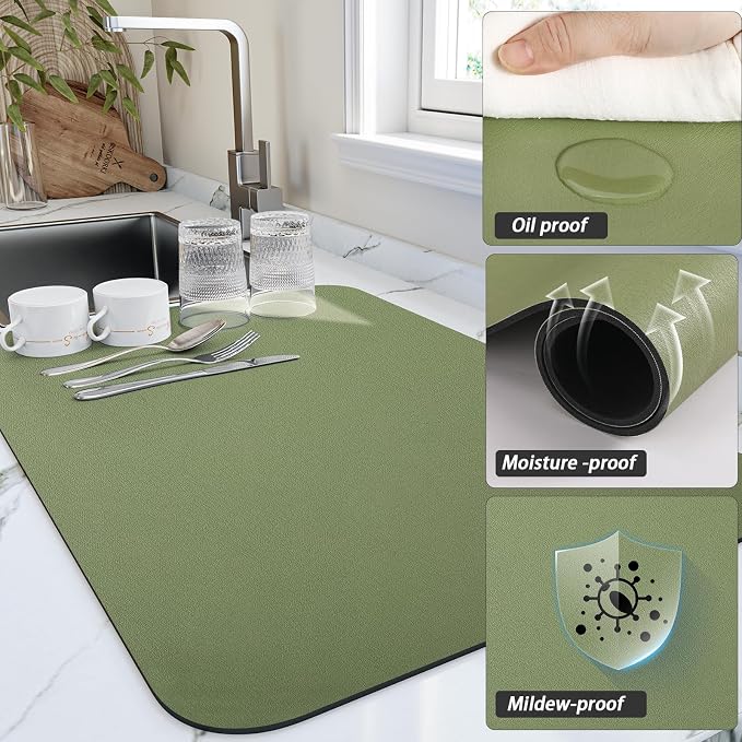 Dish Drying Mat for Kitchen Counter, Heat Resistant Drainer Mats - Image 3